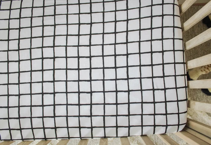 Nodnal Co Modern Grid Fitted Crib Sheet - Premium Baby Bedding & Essentials