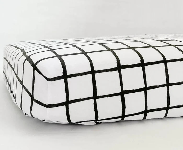 Nodnal Co Modern Grid Fitted Mini Crib Sheet - Premium Baby Bedding & Essentials