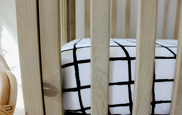 Nodnal Co Modern Grid Fitted Mini Crib Sheet - Premium Baby Bedding & Essentials