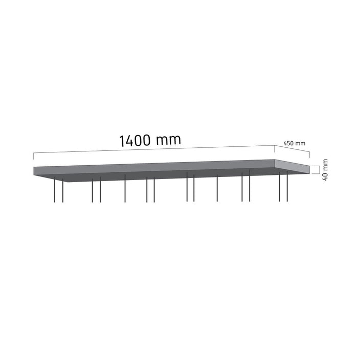 Multi -drop Plate Rectangular - 14 Head - Black – lighting accessory, view 2 | LAMP & LIGHT - Design forward Decorative lamp , Downlights, pendant lamp , striplights