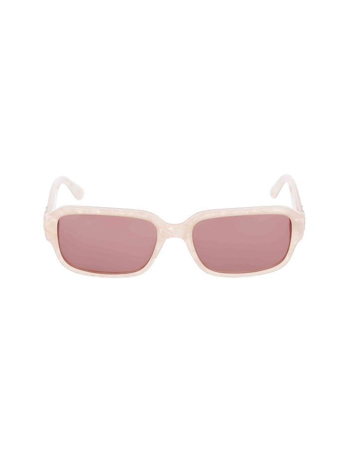 Anne Klein Dusty Pink Pearl Narrow Rectangle Marbleized Sunglasses