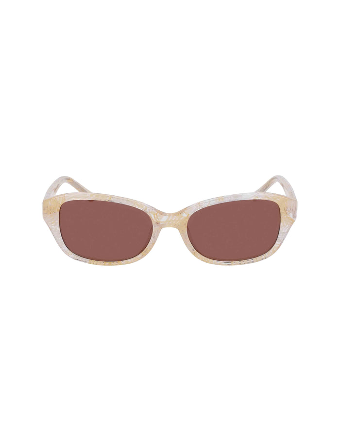 Anne Klein IVORY PLAID Narrow Rounded Rectangle Sunglasses
