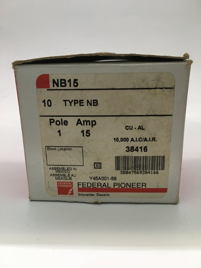 NB15 Federal Pioneer 15 Amp Stab-Lok Bolt-on Circuit Breaker