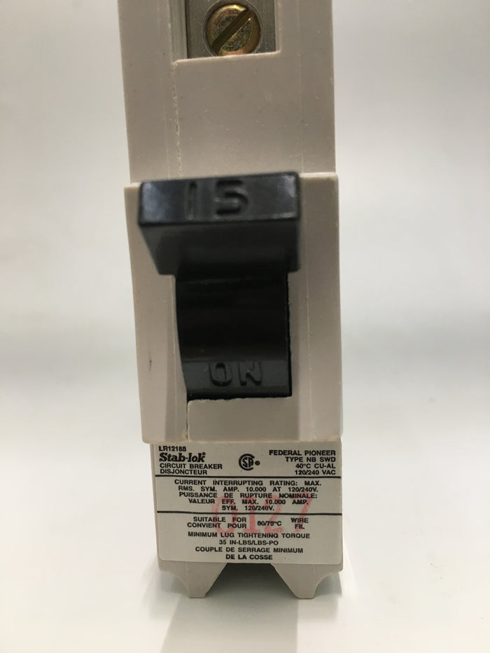 NB15 Federal Pioneer 15 Amp Stab-Lok Bolt-on Circuit Breaker