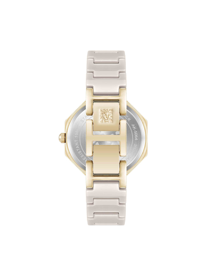 Anne Klein Octagonal Ceramic Diamond Dial Bracelet Watch