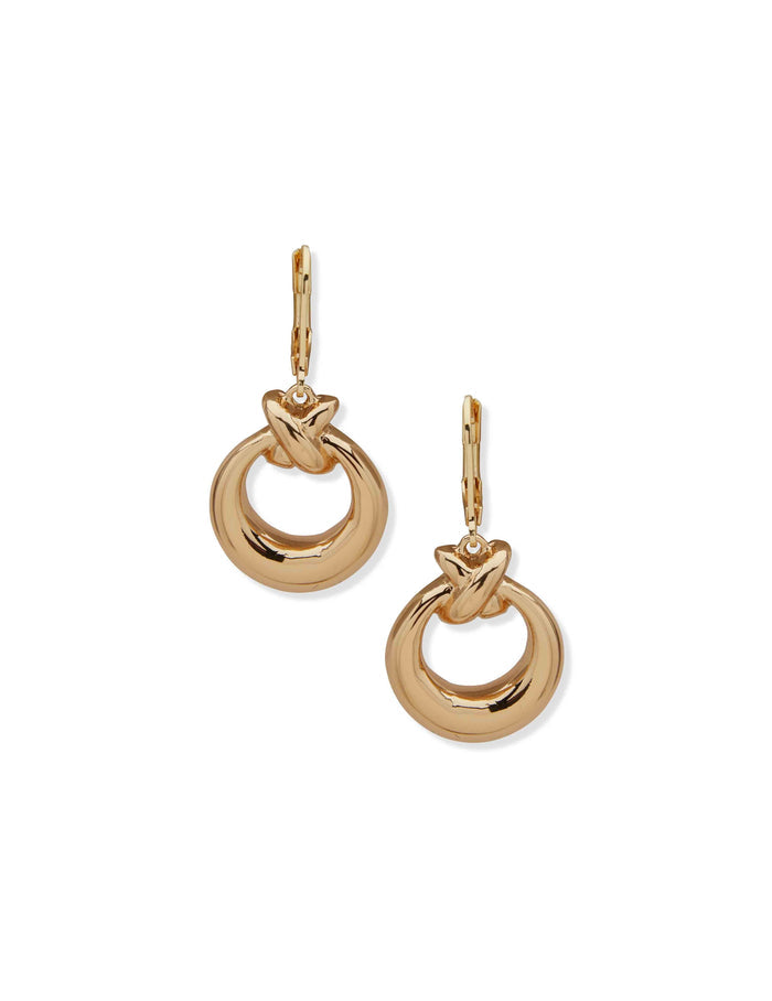 Anne Klein Gold Tone Open Circle Drop Earrings