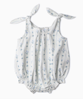 Organic Tie Shoulder Bubble Romper Blue Vines