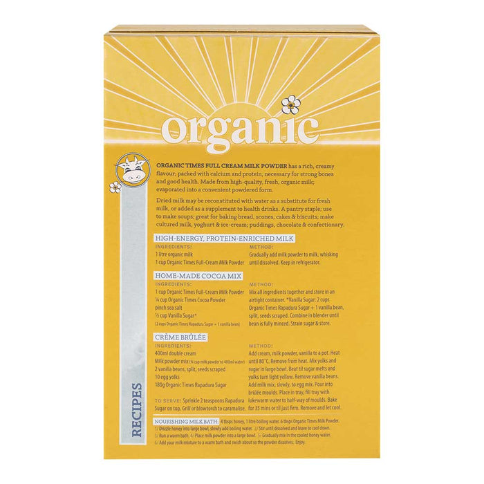 ORGANIC TIMES Milk Powder Full Cream - 300g - L'Organic