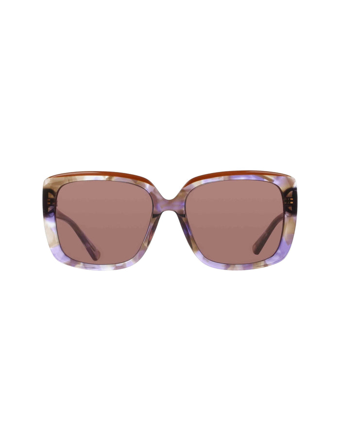 Anne Klein Plum Mocha Oversized Square Tortoise Sunglasses