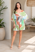 PALM LEAF PATTERN COVER-UP DRESS