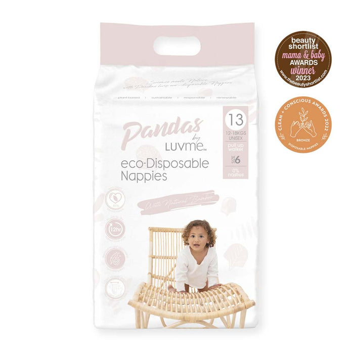 Pandas by Luvme ECO Disposable Bamboo Pull Ups SIZE 6 (12-18kg) - 13 Pk - L'Organic
