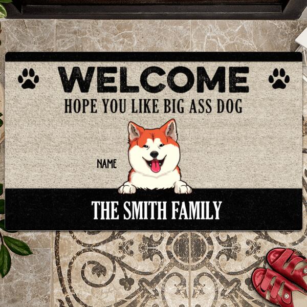 Pawzity Funny Welcome Mat, Gifts For Dog Lovers, Hope You Like Big Ass Dogs Outdoor Door Mat