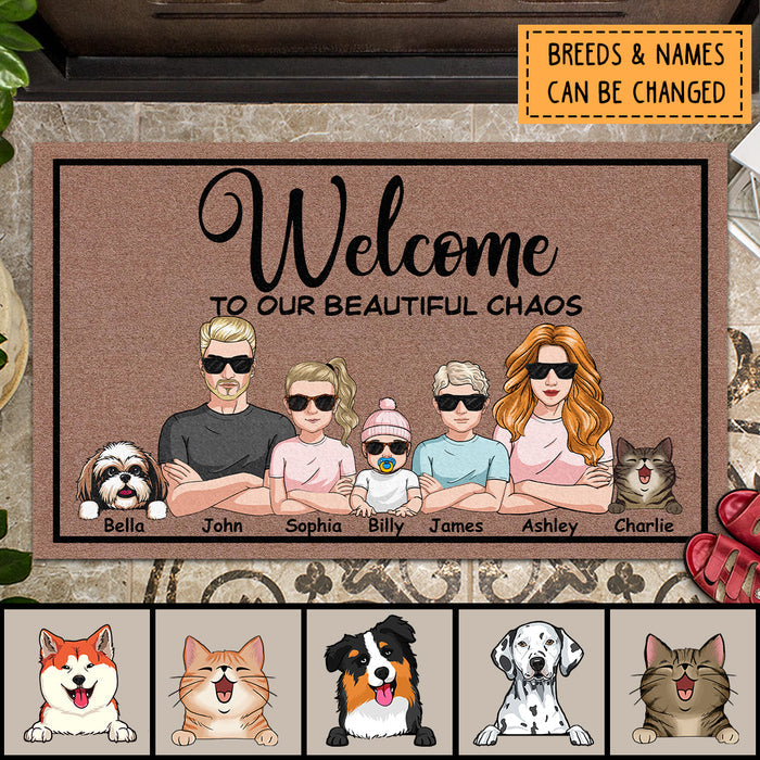 Pawzity Funny Welcome Mat, Gifts For Pet Lovers, Welcome To Our Beautiful Chaos Outdoor Door Mat