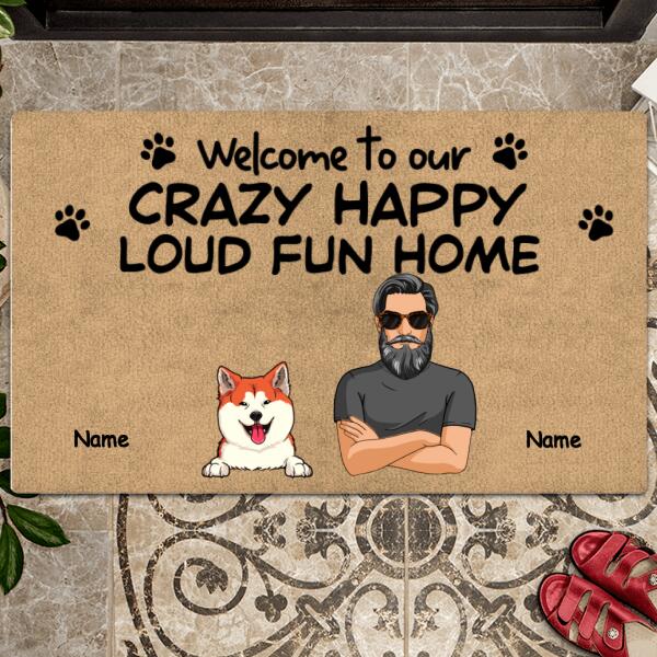 Pawzity Funny Welcome Mat, Gifts For Pet Lovers, Welcome To Our Crazy Happy Loud Fun Home Outdoor Door Mat