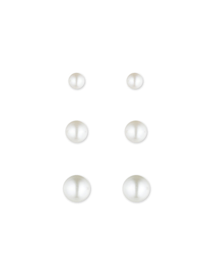 Anne Klein Gold Tone Pearl Studs Earring Trio