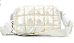Pearl White Puffer Belt Bag