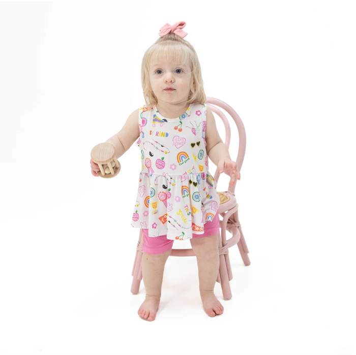 Peplum Tank Top And Bike Short Girl Power