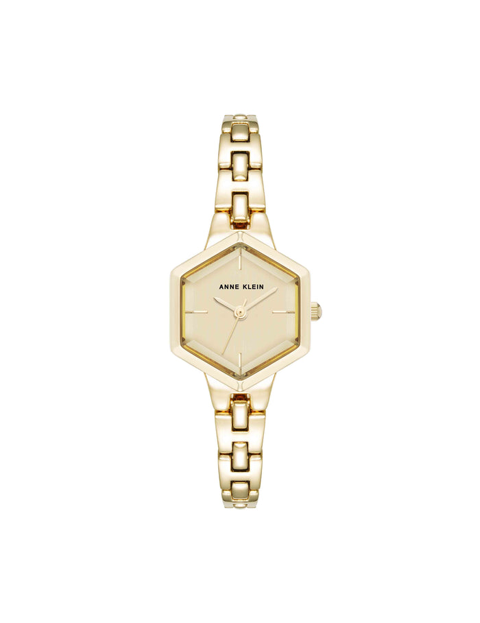 Anne Klein Gold-Tone Petite Hexagonal Bracelet Watch
