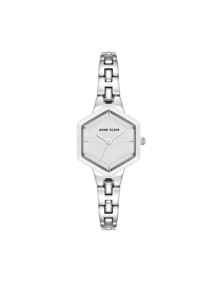 Anne Klein Silver-Tone Petite Hexagonal Bracelet Watch