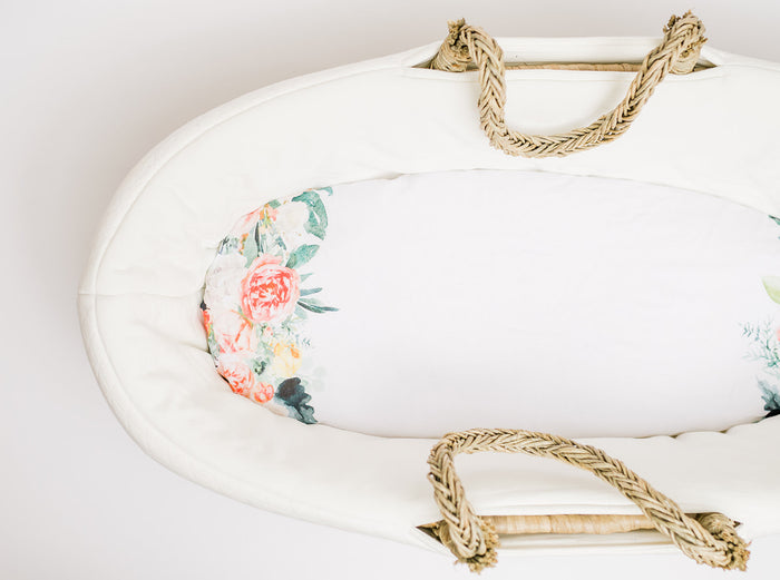 Nodnal Co Pink Floral Bassinet Fitted Sheet Set - Premium Baby Bedding & Essentials