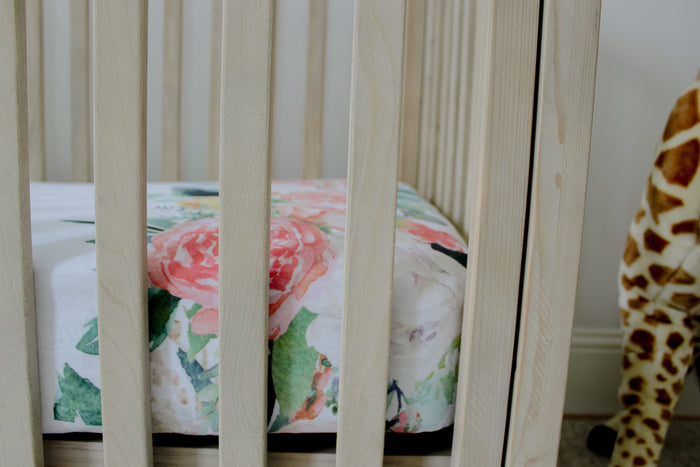 Nodnal Co Pink Floral Border Fitted Crib Sheet - Premium Baby Bedding & Essentials