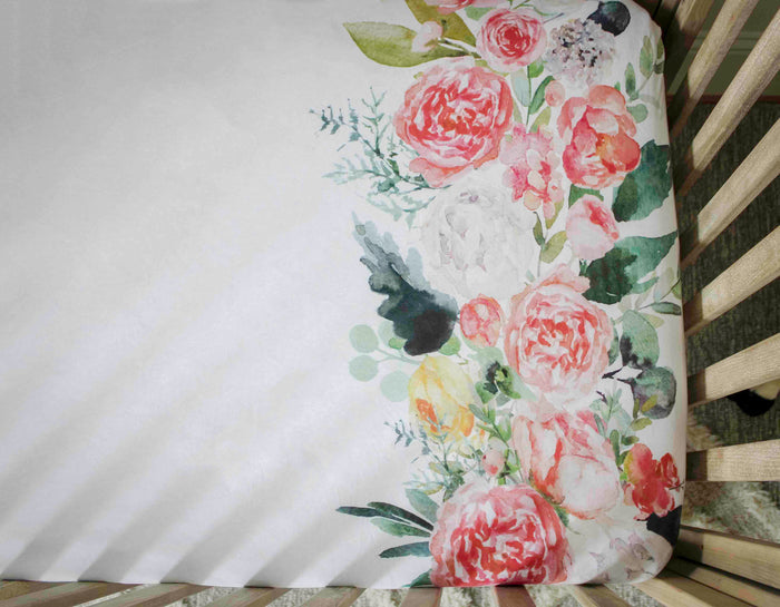 Nodnal Co Pink Floral Border Toddler Bed Sheet - Premium Baby Bedding & Essentials