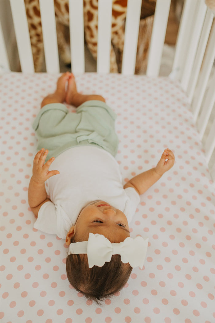 Nodnal Co Pink Polka Dot Fitted Crib Sheet - Premium Baby Bedding & Essentials