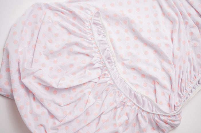 Nodnal Co Pink Polka Dot Fitted Mini Crib Sheet - Premium Baby Bedding & Essentials