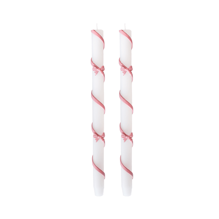 Pink Ribbon Bow Taper Candles (Set of 2) - bubblegum market