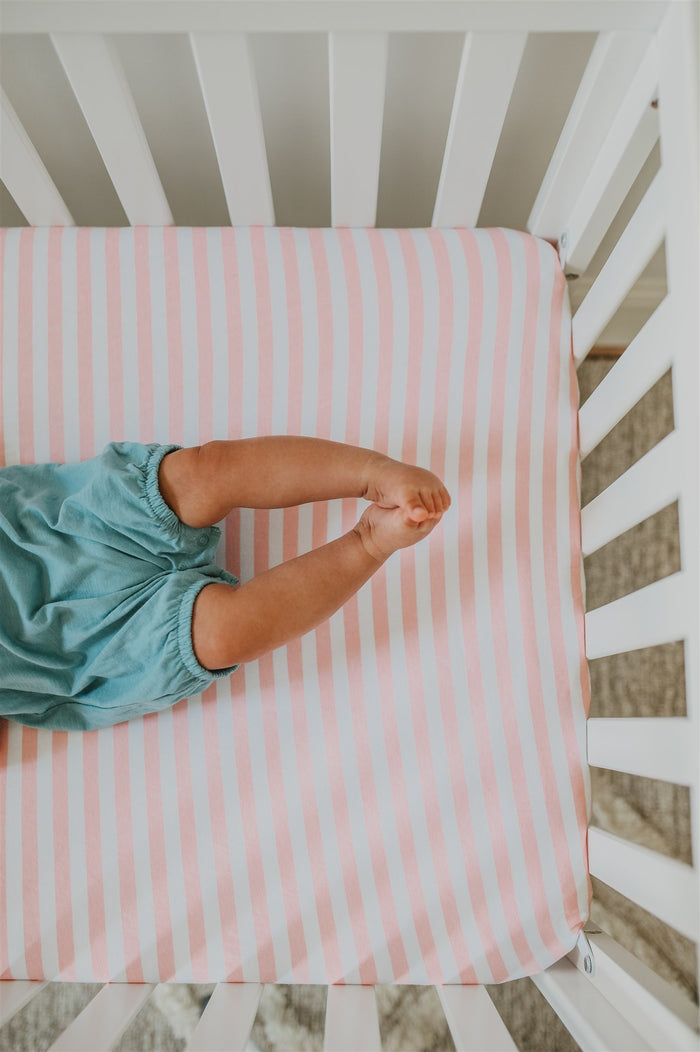 Nodnal Co Pink Stripe Fitted Crib Sheet - Premium Baby Bedding & Essentials