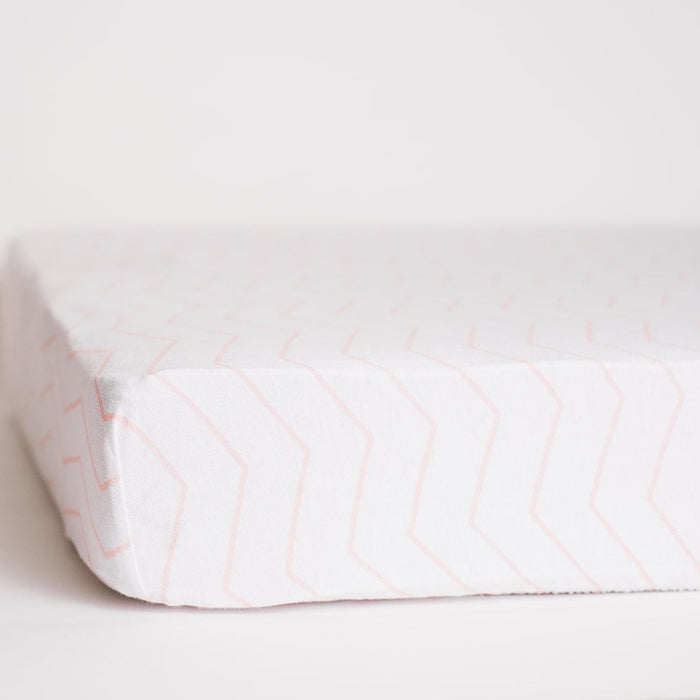 Nodnal Co Pink Zig Zag Fitted Mini Crib Sheet - Premium Baby Bedding & Essentials