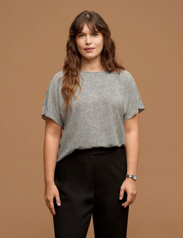 Anne Klein Plus Size Rambling Dot Bateau Blouse