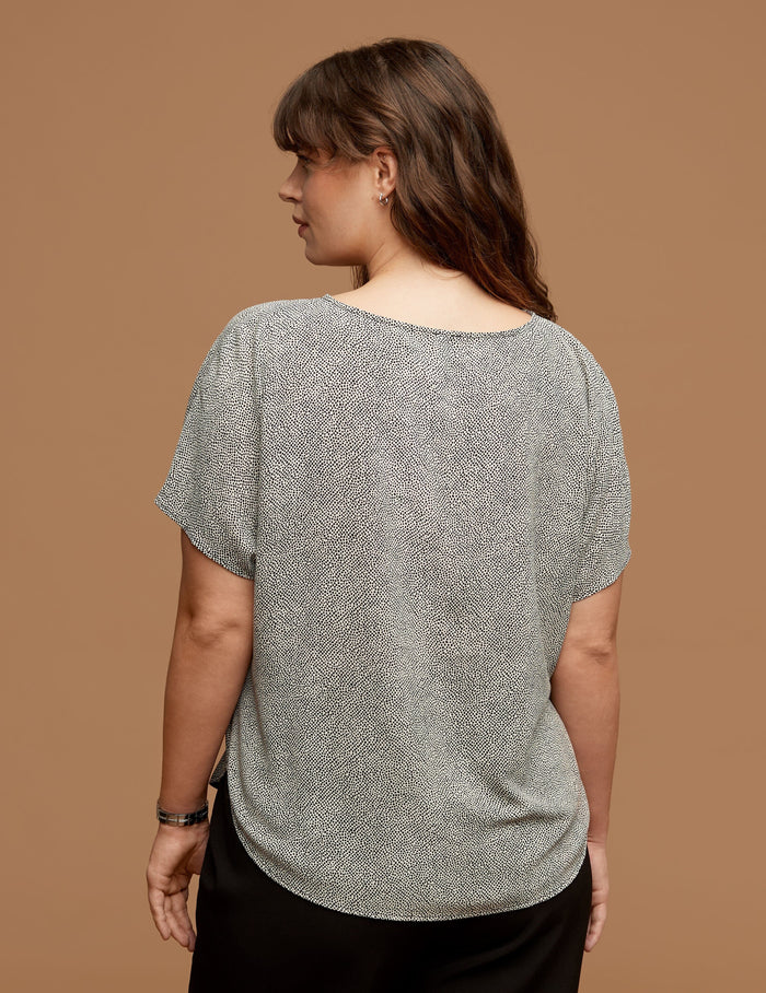 Anne Klein Plus Size Rambling Dot Bateau Blouse