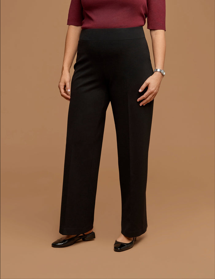 Anne Klein Anne Black Plus Size Wide Leg Compression Trousers