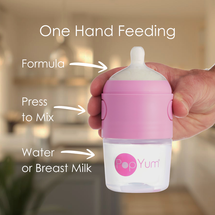 PopYum 5oz Anti-Colic Baby Bottle | 3-Pack Pink | Slow Flow