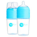 PopYum 9oz Anti-Colic Baby Bottle | 2-Pack Blue | Medium Flow