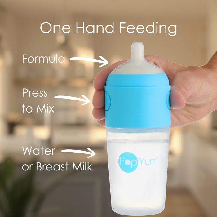 PopYum 9oz Anti-Colic Baby Bottle | 2-Pack Blue | Medium Flow