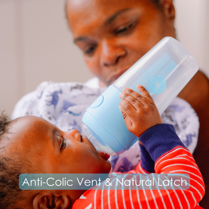 PopYum 9oz Anti-Colic Baby Bottle | 2-Pack Blue | Medium Flow