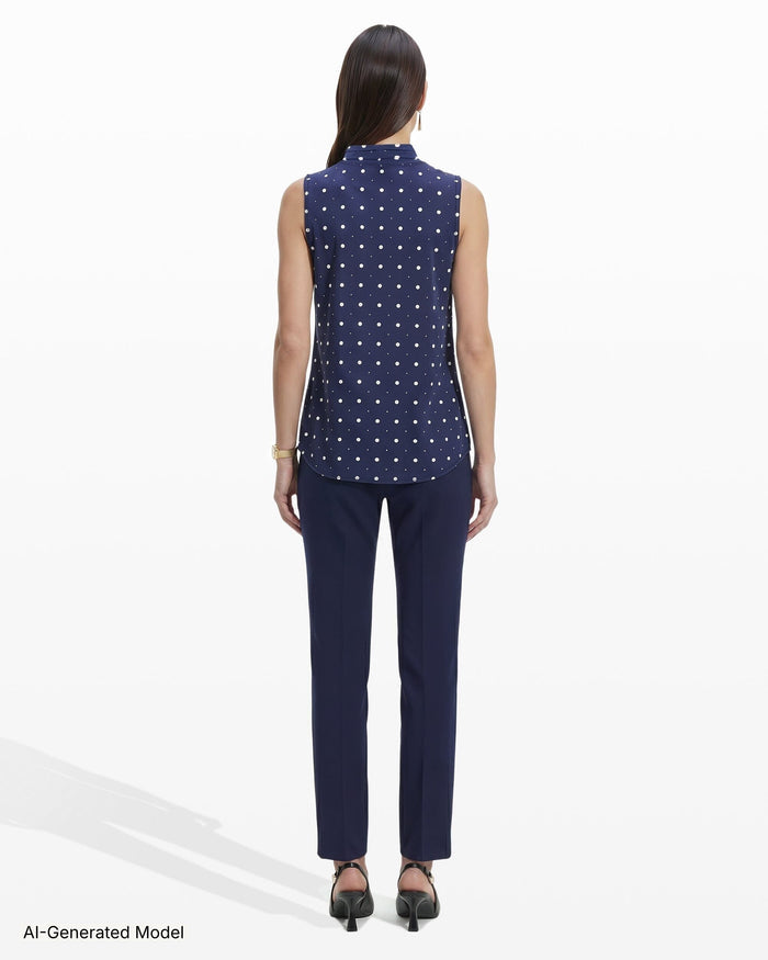 Anne Klein Printed Ity Triple Pleat Top