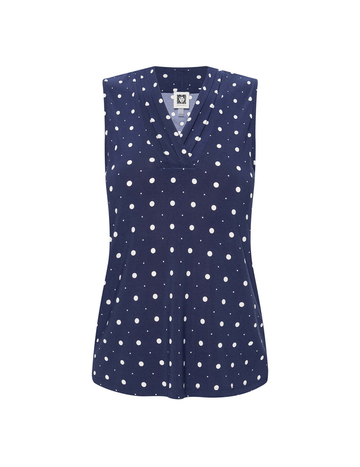 Anne Klein Dstnt Mt/Anne White Printed Ity Triple Pleat Top