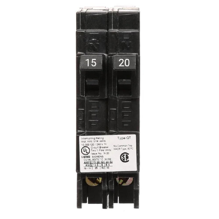 Q1520NC - Siemens Tandem 15/20 Amp Single Pole Circuit Breaker