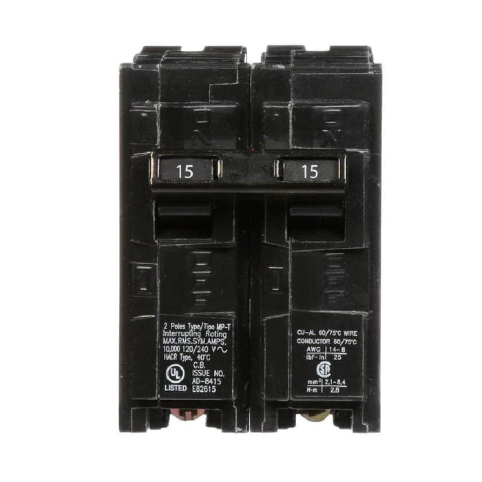 Q215 | Siemens 2-Pole 15 Amp Push On Circuit Breaker