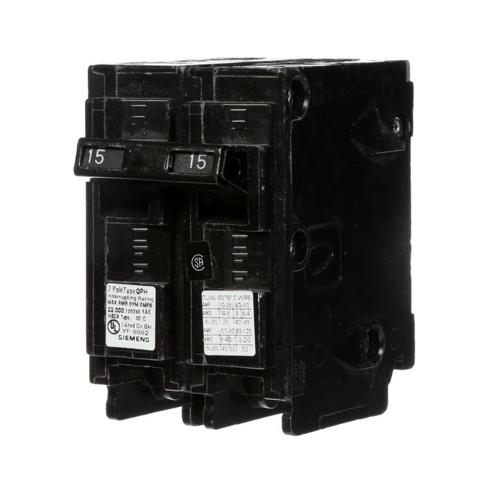 Q215 | Siemens 2-Pole 15 Amp Push On Circuit Breaker