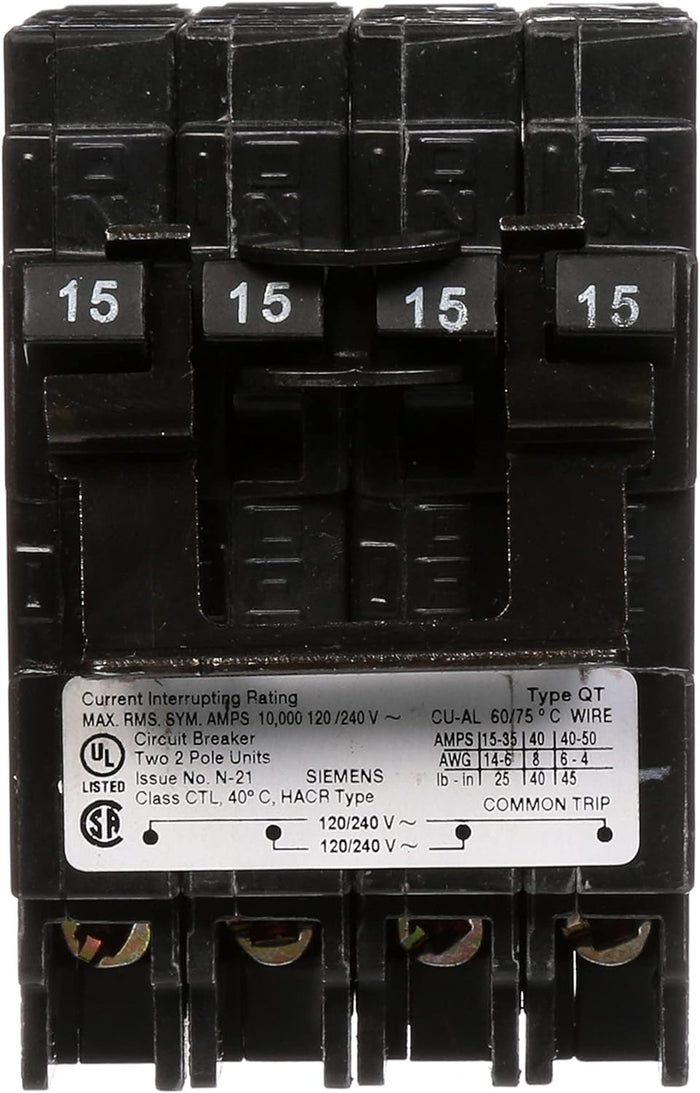 Q21515CTNC - Siemens 15/15/15 Amp Quad Circuit Breaker