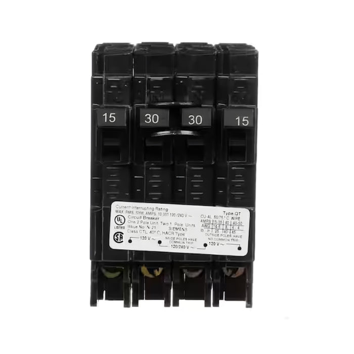 Q21530CTNC - Siemens 15/30/15 Amp Quad Circuit Breaker