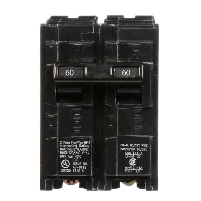 Q260 | Siemens 2-Pole 60A Plug-In Circuit Breaker