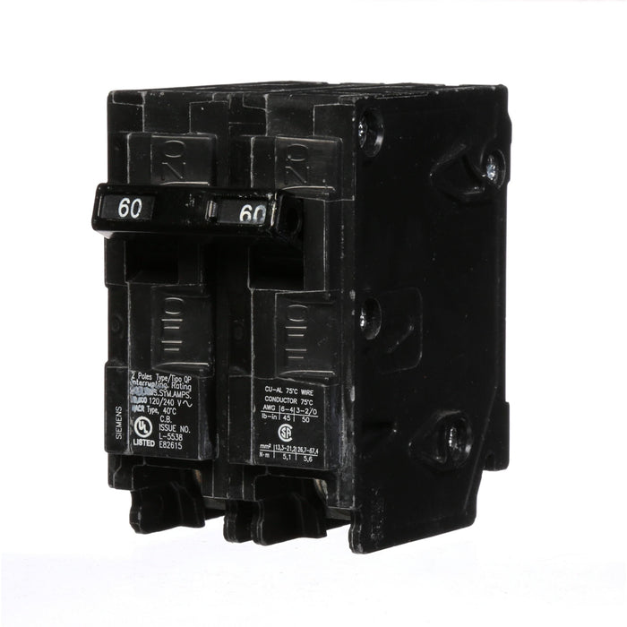 Q260 | Siemens 2-Pole 60A Plug-In Circuit Breaker