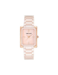 Anne Klein Pink&Rose-Tone Rectangular Ceramic Bracelet Watch