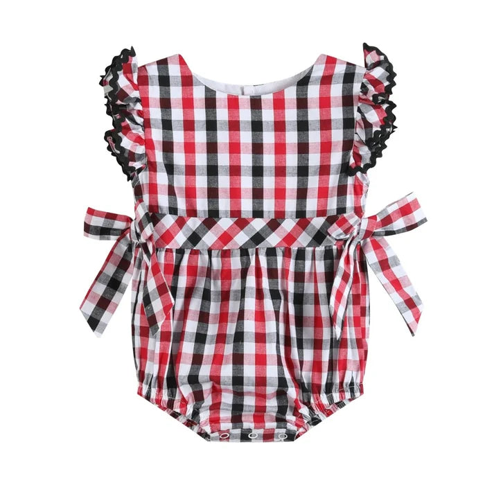 Red & Black Gingham Romper