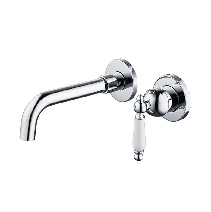 Retro Style Vintage Wall Mount Single Handle Chrome Bathroom Sink Faucet
